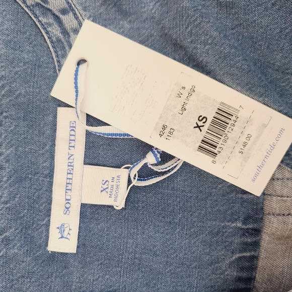 NWT | Southern Tide Denim Short-Sleeve Nora Dress - Picture 9 of 9